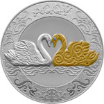 AQQÝ Лебедь монета из серебра с позолотой и бриллиантом 777,5 грамм но