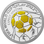 FIFA WORLD CUP QATAR 2022 монета из серебра с позолотой 20 грамм номин