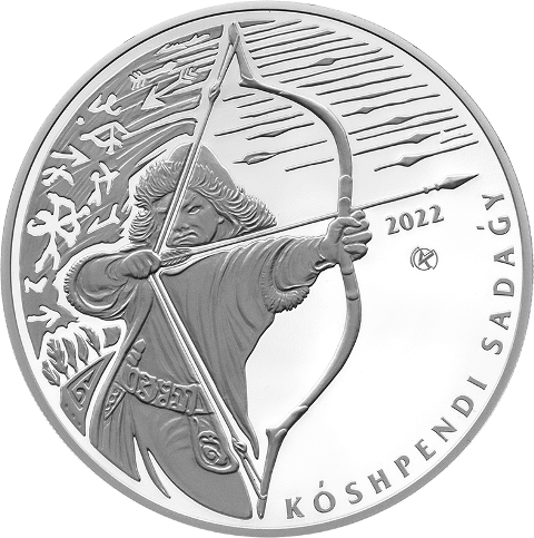 KÓSHPENDI SADAǴY Лучник монета из серебра с позолотой одна унция номи