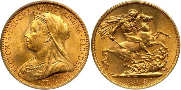 Британский золотой соверен 1893 года