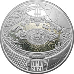KIIZ ÚI Юрта монета из серебра с позолотой одна унция номинал 500 тенг