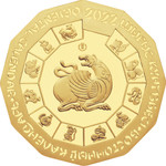 Год тигра монета из золота 999 проба 7,78 грамм номинал 500 тенге авер