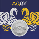 AQQÝ Лебедь блистер монета из мельхиора номинал 100 тенге аверс