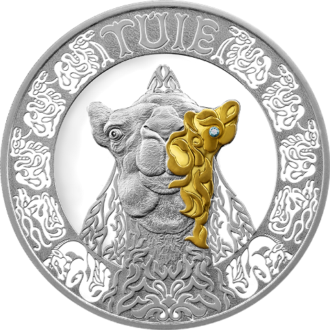 TÚIE Верблюд монета Тотемы из серебра с позолотой и бриллиантом одна у