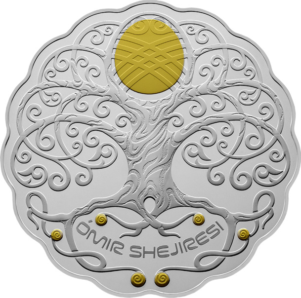 ÓMIR SHEJIRESI Древо Жизни монета из серебра с позолотой 777,5 грамм