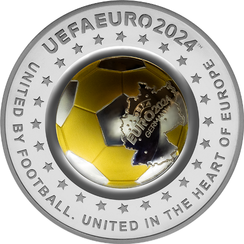 UEFA EURO 2024 монета с позолотой аверс