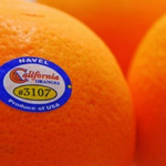 Апельсин с наклейкой США